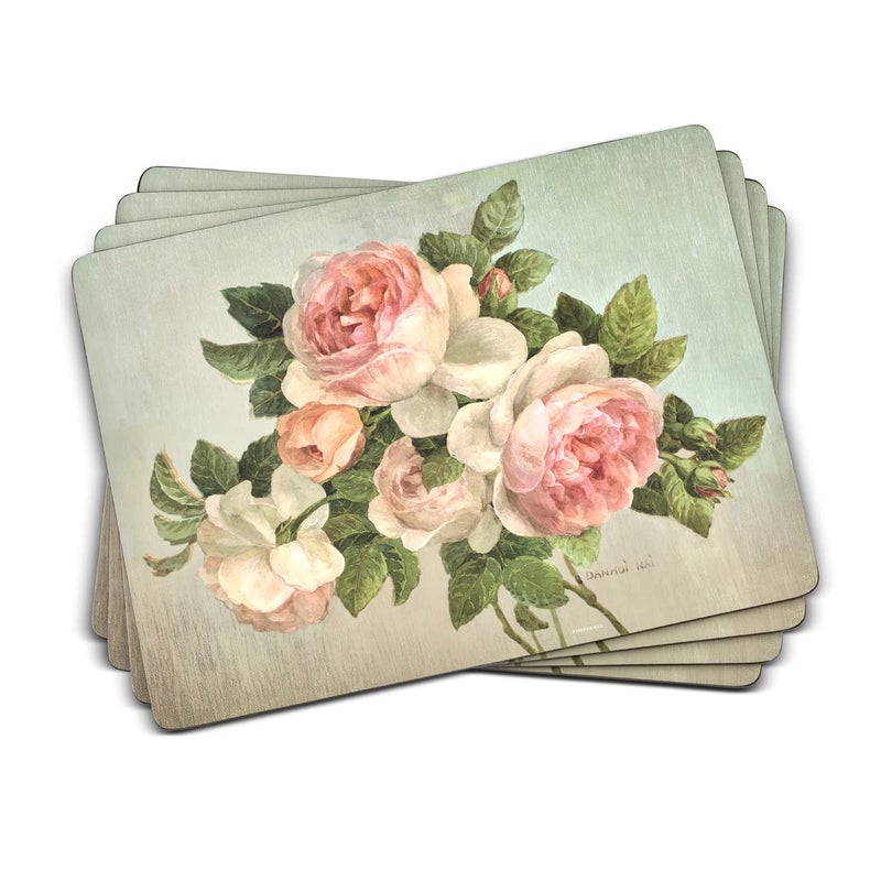Pimpernel Floral Collection Placemats, Set of 4 â€“ (15.7" x 11.7") Cork-Backed Table Mats with Colorful Botanical Art Prints, Heat & Stain Resistant Lacquered Surface, Decorative Dining - Image 1
